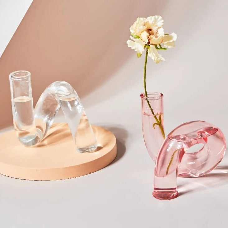 Unique glass vases with flower, product image