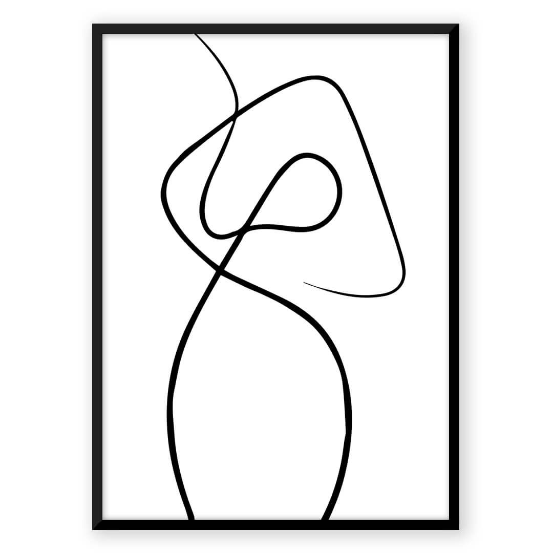 Abstract line art figure in black frame