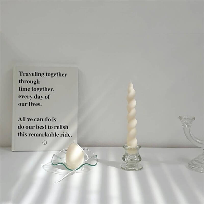 Ceramic & glass twisted candle holder with quote