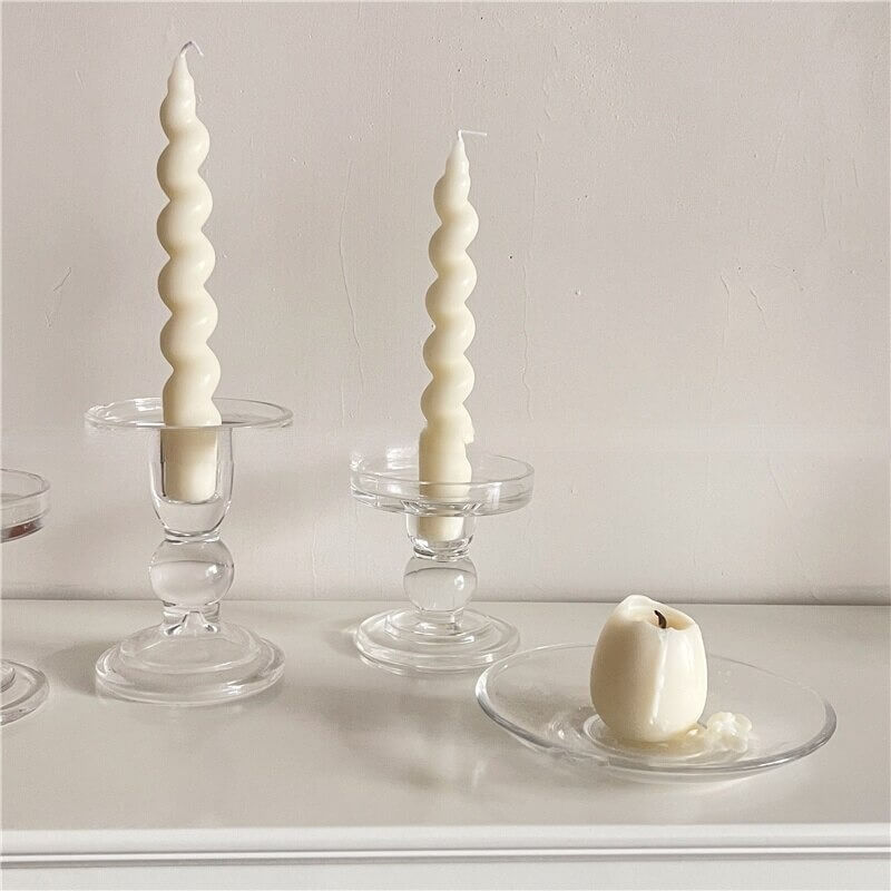 Ceramic and glass twisted candle holders