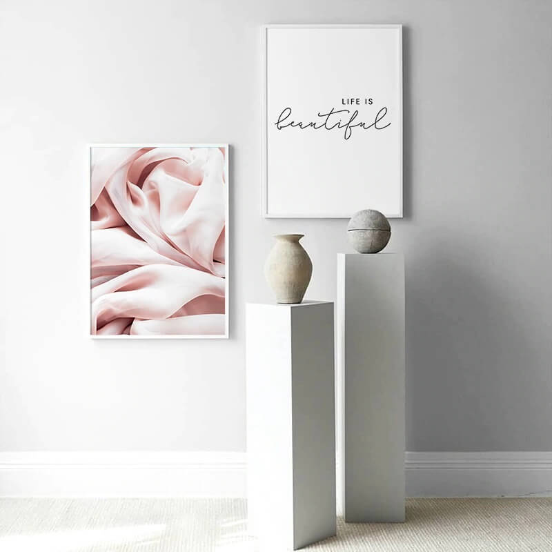 Silk canvas poster Life is Beautiful with decor.
