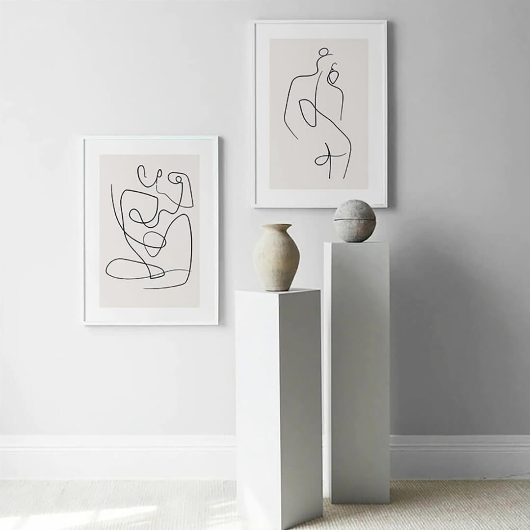 Scandinavian abstract line art posters on canvas