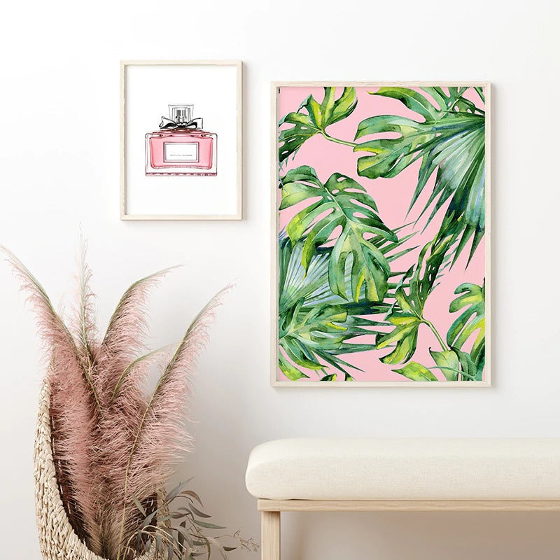 Perfume & tropical leaf poster art