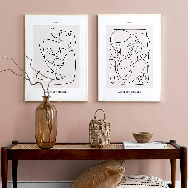 Nordic minimalist wall art posters, abstract figures, set of 2