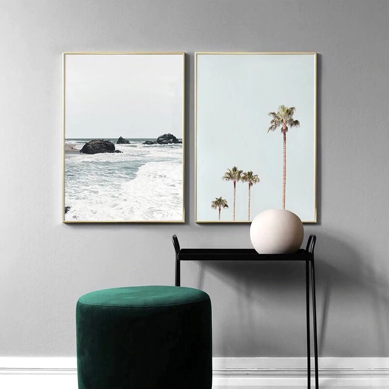 Nordic tropical coastal canvas art print set