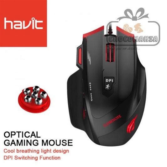 MOUSE GAMER HAVIT GAMENOTE MS1005 7 BOTONES ALAMBRICO - CHOCOMANIA