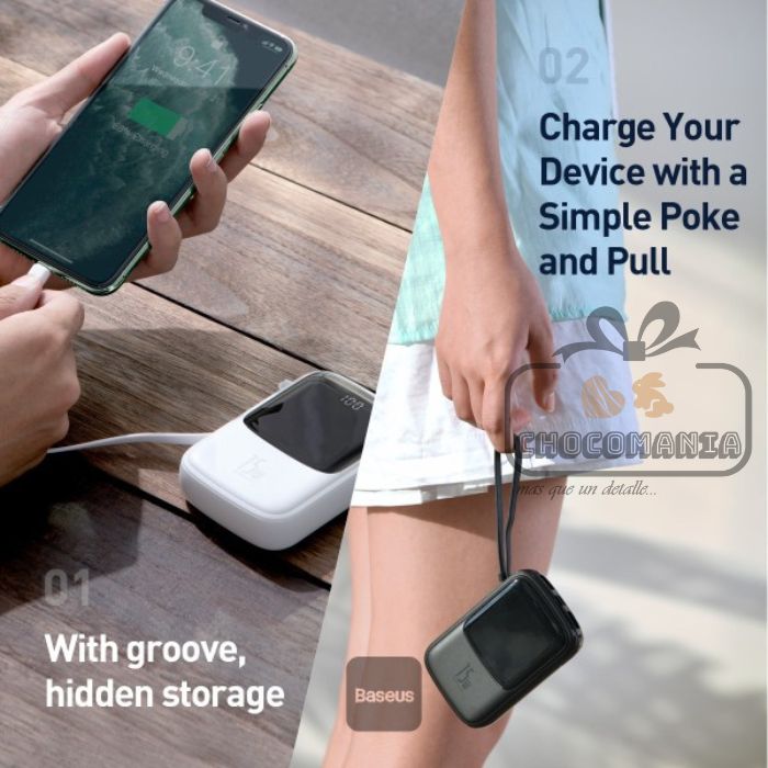POWER BANK BASEUS PPQD-BO2 Digital DISPLAY 3A 10000MAH LIGHTNING BLANCO - CHOCOMANIA