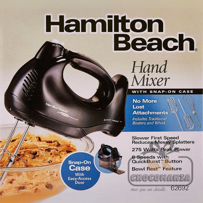 BATIDORA MANUAL HAMILTON BEACH NEGRA 62692 CON ESTUCHE - CHOCOMANIA
