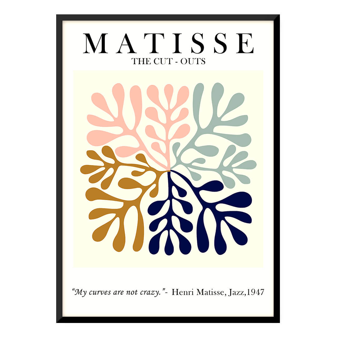 Matisse The Cut-Outs art print, featuring colorful leaf shapes.