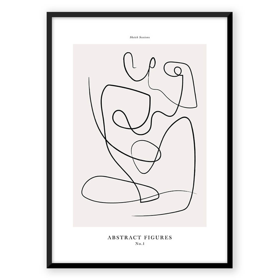 Abstract line art figure in black frame