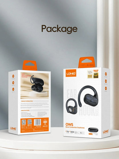 LDNIO T07 con BT 5.3, baja latencia, control táctil y estuche 500 mAh (USB-C). Reducción de ruido y diseño cómodo. Envíos a todo el Perú.