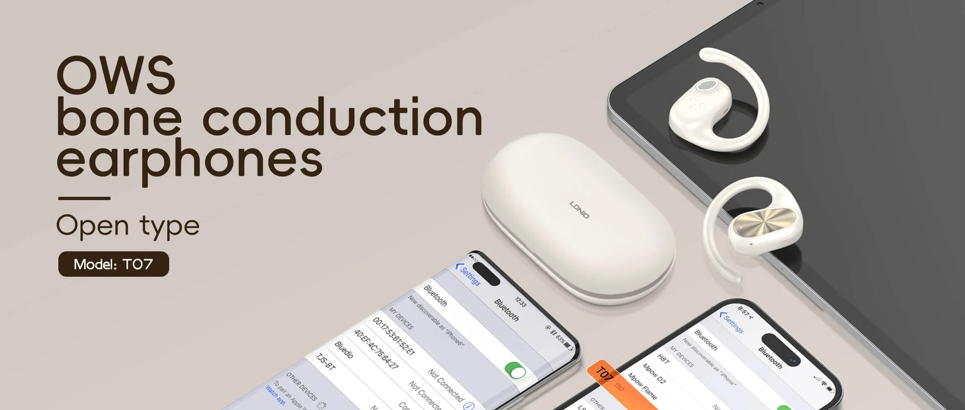 LDNIO T07 con BT 5.3, baja latencia, control táctil y estuche 500 mAh (USB-C). Reducción de ruido y diseño cómodo. Envíos a todo el Perú.