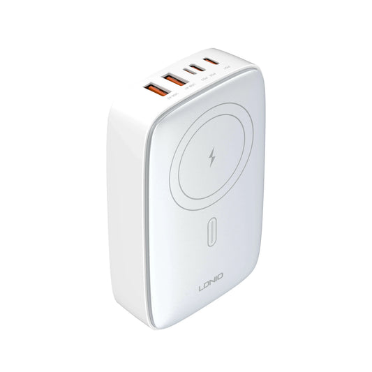 Cargador de escritorio LDNIO Q4010 con GaN 140W, 6 puertos + carga inalámbrica, plugs EU/US/UK y 9 protecciones. Ideal para laptop y móvil.