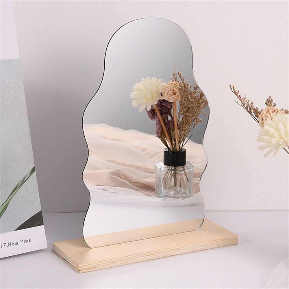 Irregular acrylic deco makeup mirror with flowers - Style G, variant 5