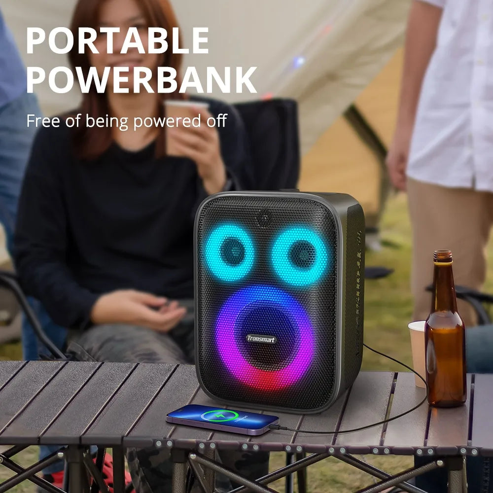 Parlante Bluetooth Tronsmart Halo 200 de 120W con karaoke, bajos potentes y luces RGB. Disponible bajo pedido con entrega en 48 horas.