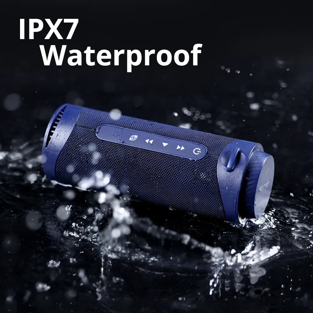 Tronsmart T7: 30W, IPX7, hasta 12 h (LED off), TWS 60W, anillo LED, BT 5.3, microSD y USB-C. Potente y compacto para exteriores.