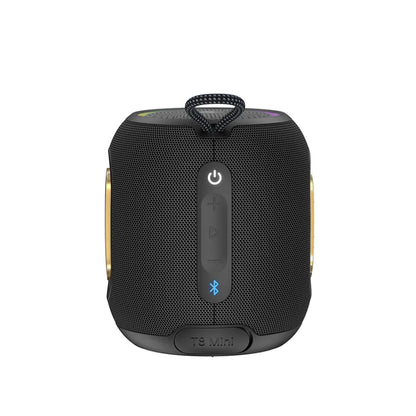 Tronsmart T8 Mini: 16W, IPX7, hasta 20 h (LED off), TWS, sonido 360°, BT 5.3, AUX y TF. Compacto y potente para exteriores y viajes.