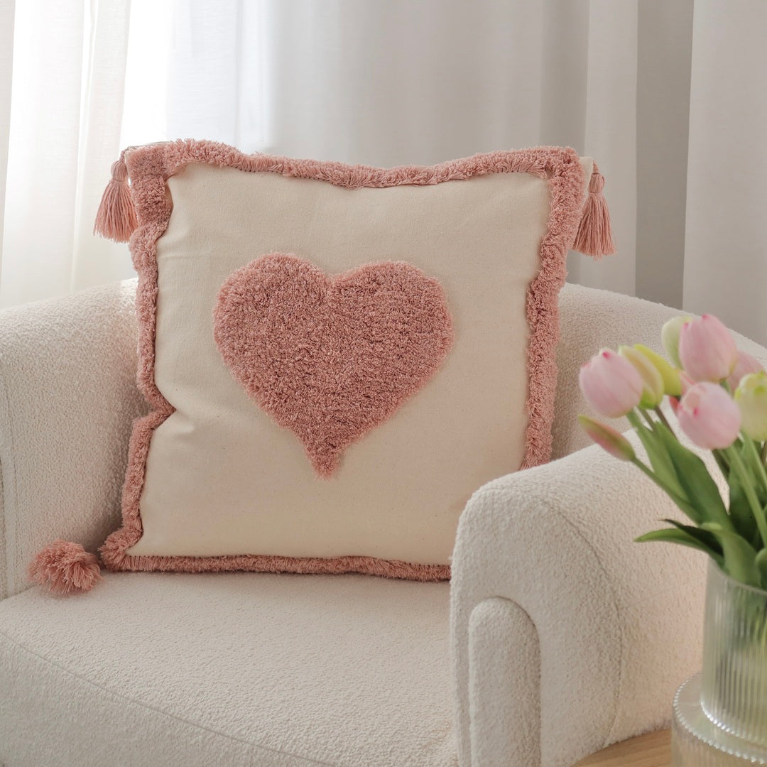 Tufted pillow covers with playful patterns and soft fabric