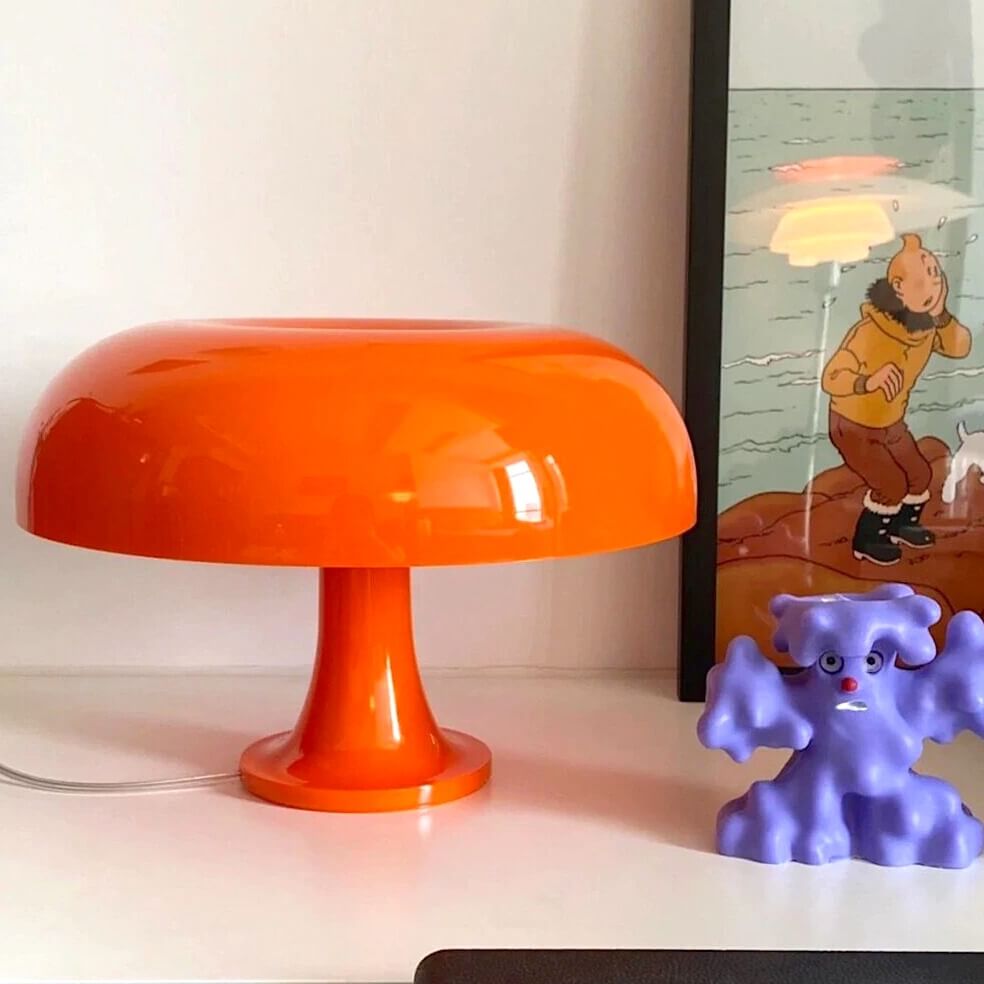 Orange mushroom LED table lamp decor